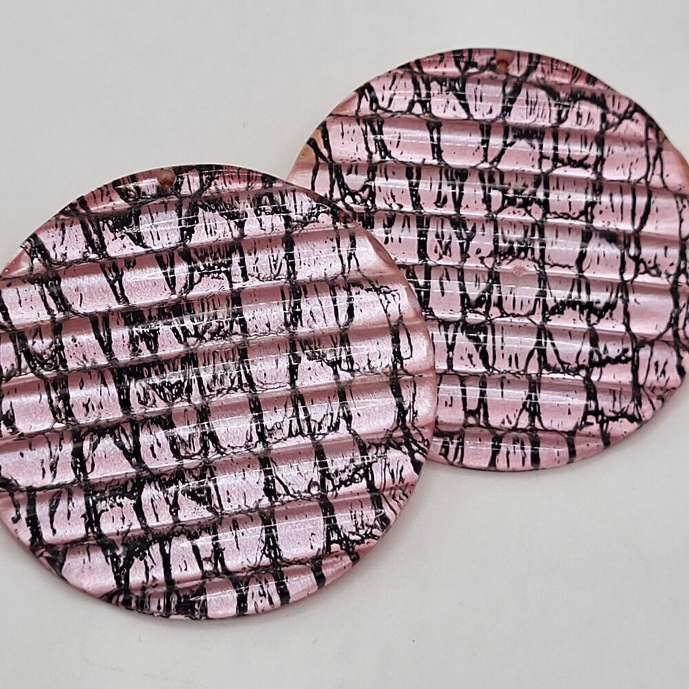 Vitnage Y2K Mirrored Pink Drippy Circular Post Stud Earrings 2in